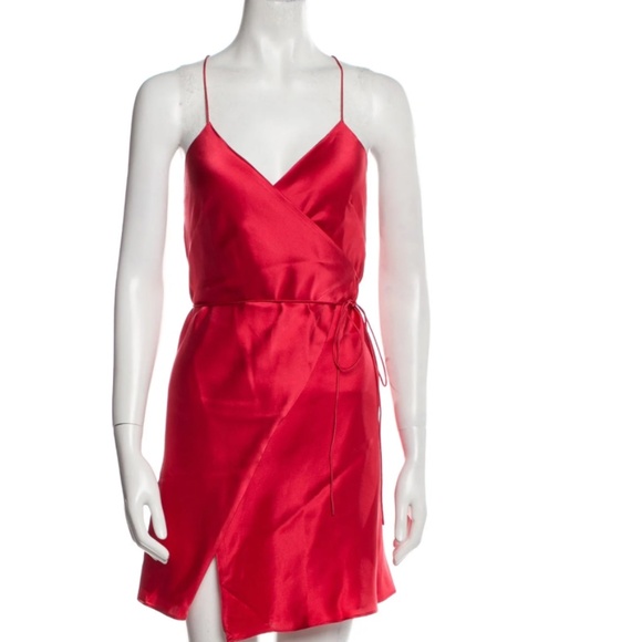 Michelle Mason Silk Red Wrap Dress - Picture 2 of 3